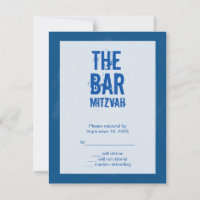 Rock Band Bar Mitzvah Antwortkarte in blau