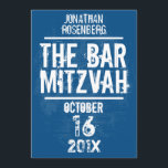 Rock Band Bar Mitzvah Einladung alle Art in Blau<br><div class="desc">Wer ist bereit, den Bimah zu rocken? Das ist er. Machen Sie ihn zu einem Stern und seine Bar Mitzvah ein Ereignis zu erinnern. Diese Bar Mitzvah-Einladung hat einen beängstigenden Hintergrund in marineblau mit einem komplementären Grunge-Schriftart, der alles zusammenzieht. Sie können nahezu alle gedruckten Informationen mit dem Namen Ihres Sohnes...</div>