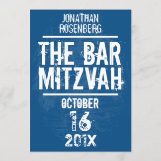 Rock Band Bar Mitzvah Invitation Tout Type en bleu
