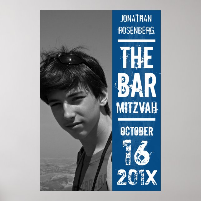 Rock Band Bar Mitzvah Poster in Blue (Vorne)