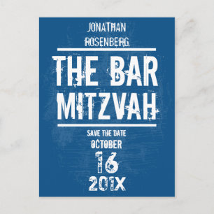 Rock Band Bar Mitzvah Save the Date alle Art, blau Ankündigungspostkarte