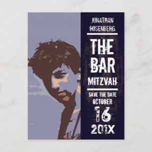 Rock Band Bar Mitzvah Save the Date Ankündigungspostkarte