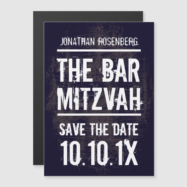 Rock Band Bar Mitzvah Save the Date Black Magneteinladung (Vorne/Hinten)
