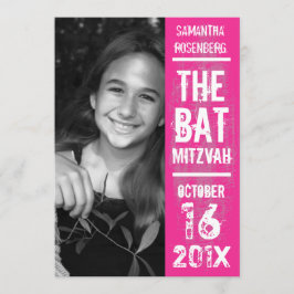 Rock Band Bat Mitzvah Einladung in Rosa
