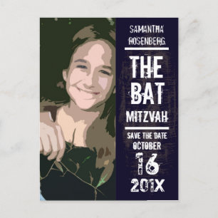 Rock Band Bat Mitzvah Save the Date Ankündigungspostkarte