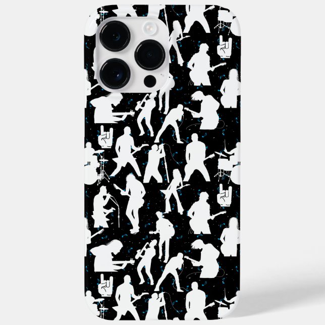 Rock Band Silhouette Pattern.w Black BG Case-Mate iPhone 14 Pro Max Hülle (Rückseite)