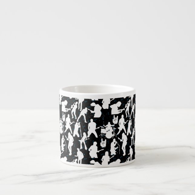 Rock Band Silhouette Pattern.w Black BG Espressotasse (Vorderseite)