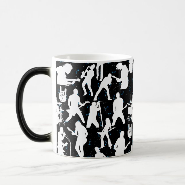 Rock Band Silhouette Pattern.w Black BG Verwandlungstasse (Links)