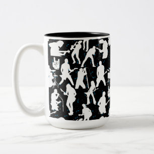 Rock Band Silhouette Pattern.w Black BG Zweifarbige Tasse