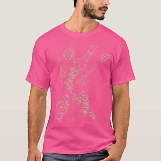 Rock Cat Playing Gitarre Funny Gitarre Cat T-Shirt (Vorderseite)
