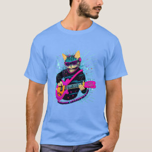 Rock Cat Playing Gitarre Funny Guitar Cat (17) T-Shirt