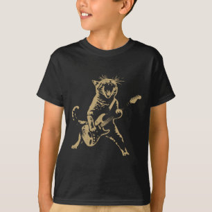 Rock Cat Playing Guitar - Funny Guitar Cat T-Shirt