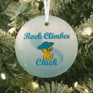 Rock Climber Chick #3 Ornament Aus Glas
