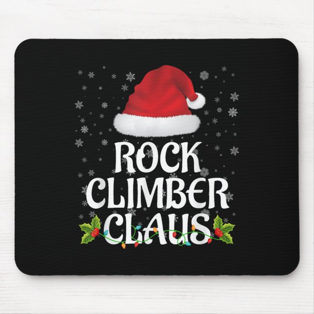 Rock Climber Claus Christmas Lights Pajama Family  Mousepad (Vorne)