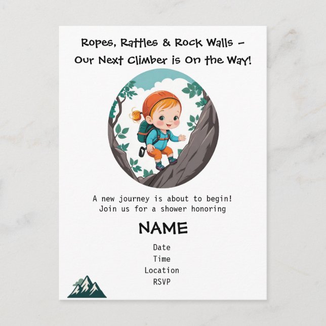 Rock Climber Girl Baby Shower Einladung (Vorderseite)