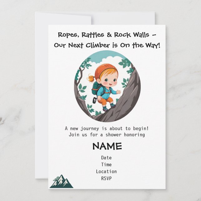 Rock Climber Girl Baby shower Invitation (Devant)