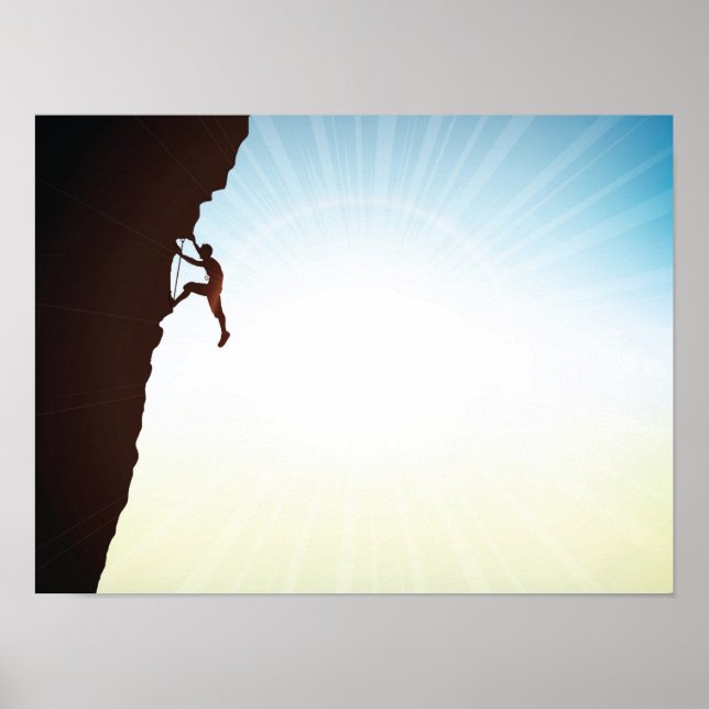 Rock Climber Silhouette Sun Flare Poster (Vorne)