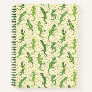 Rock Climbing Geckos auf gelb - nahtlos Muster. Notizbuch
