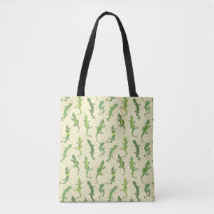 Rock Climbing Geckos auf gelb - nahtlos Muster. Tasche