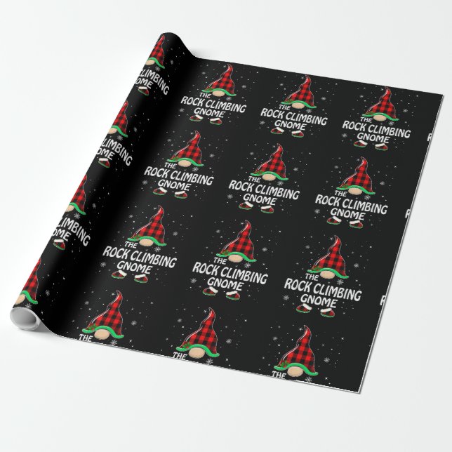 Rock Climbing Gnome Buffalo Plaid Matching Family Geschenkpapier (Ungerollt)