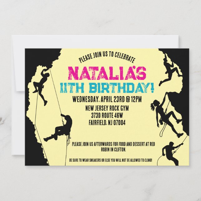 Rock Climbing Gym Geburtstag Einladung (Vorderseite)
