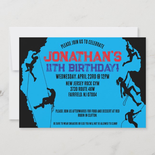 Rock Climbing Gym Geburtstag Einladung (Vorderseite)