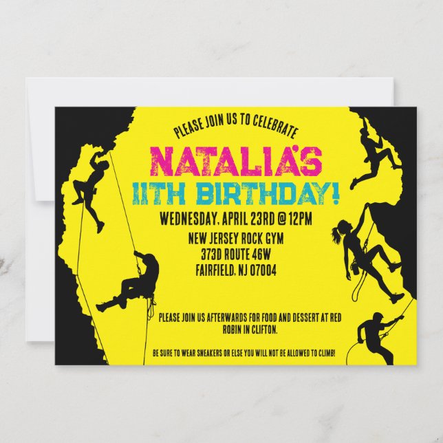 Rock Climbing Gym Geburtstag Einladung (Vorderseite)