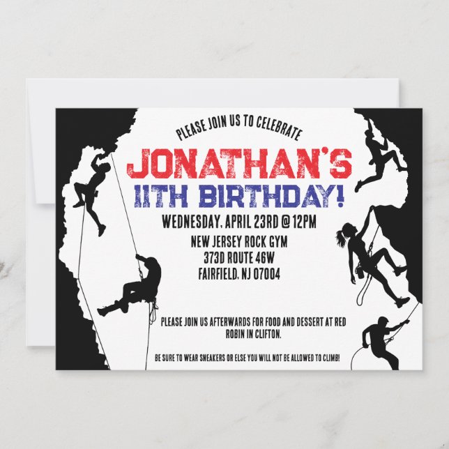 Rock Climbing Gym Geburtstag Einladung (Vorderseite)