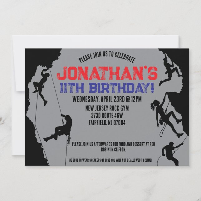 Rock Climbing Gym Geburtstag Einladung (Vorderseite)