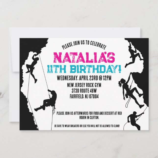 Rock Climbing Gym Geburtstag Einladung (Vorderseite)