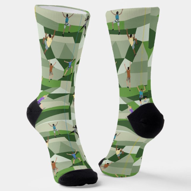 Rock Climbing in Greens Crew Socks Socken (Gewinkelt)
