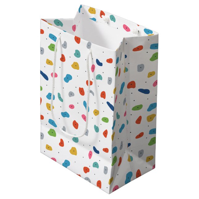 Rock Climbing Niedliche Kinder farbenfroh Mittlere Geschenktüte (Vorderseite Schrägansicht)