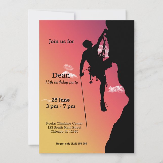 Rock Climbing Party Einladung (Vorderseite)