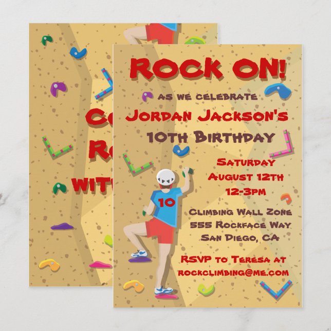 Rock Climbing Party Einladungen (Vorne/Hinten)