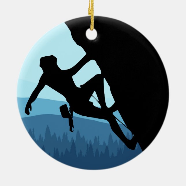 Rock Climbing Silhouette Keramik Keramik Ornament (Hinten)