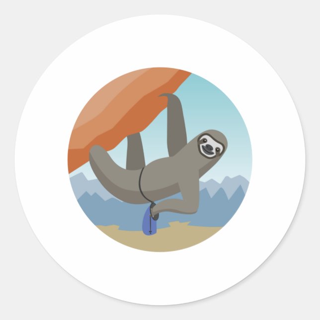 Rock Climbing Sloth Rocks Runder Aufkleber (Vorderseite)