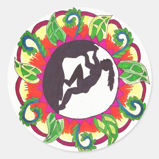 Rock Climbing Zen Mädchen Runder Aufkleber (Vorderseite)
