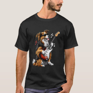 Rock Collie Hund spielt Gitarre Lustiger Gitarren  T-Shirt