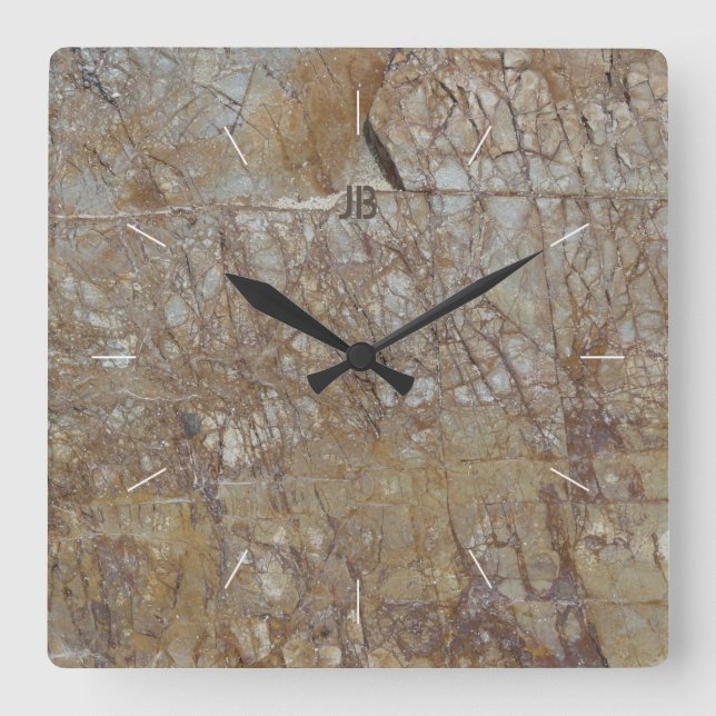 ROCK CRACKS | Naturstruktur Quadratische Wanduhr (Vorderseite)