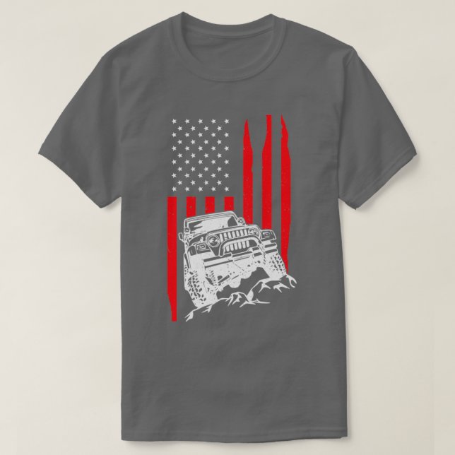 Rock Crawler American Flag Patriotic Monster Truck T-Shirt (Design vorne)
