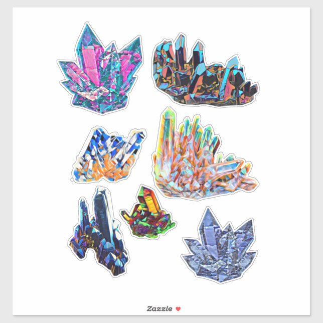 Rock Crystal Gemstones Abstrakte Kunst Aufkleber (Blatt)