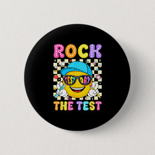Rock den Test lächelndes Gesicht Sonnenbrille Lehr Button