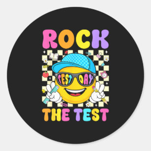 Rock den Test lächelndes Gesicht Sonnenbrille Lehr Runder Aufkleber
