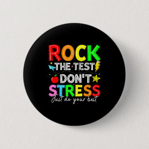Rock den Test lustig für Lehrer Schüler Kinder Fra Button