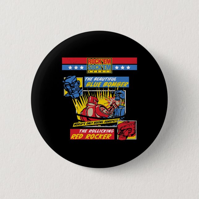 Rock em Sock em - Boxing Roboter Comic Page Button (Vorderseite)