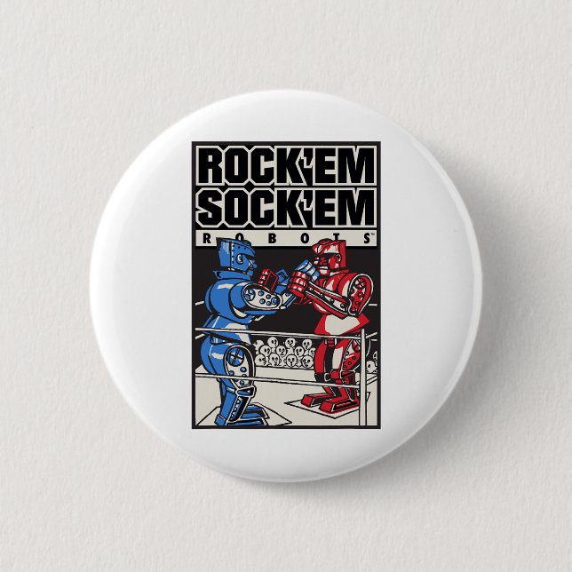 Rock em Sock em Roboter Boxring Button (Vorderseite)