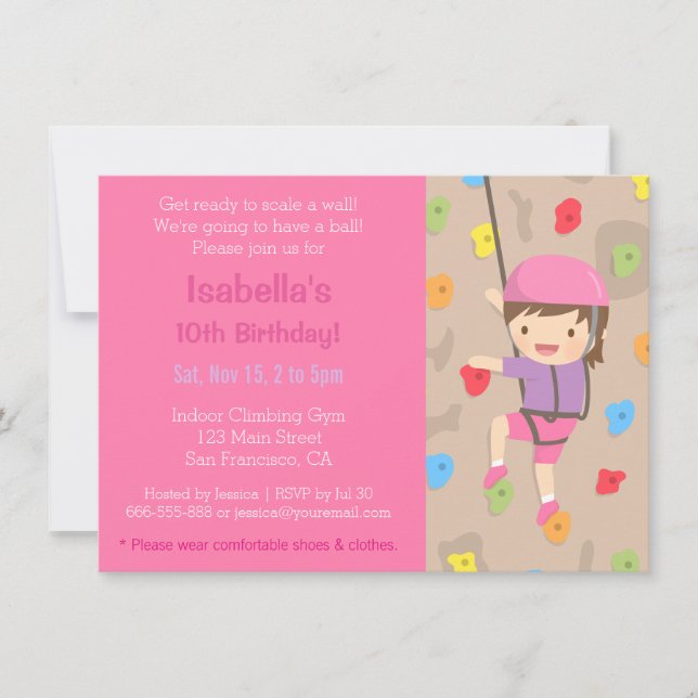 Rock Escalades Girls Anniversaire Fête Invitations (Devant)