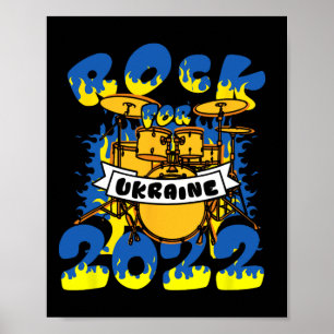 Rock For Ukraine Drum Set Instrument Ukraine-Flagg Poster