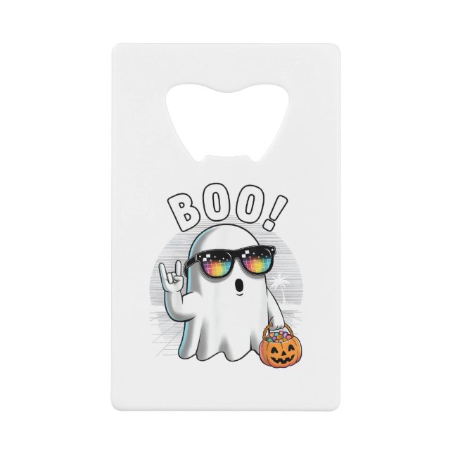 Rock Ghost Retro Halloween Pumpkin Funny Boo Geldbeutel Flaschenöffner (Vorderseite)