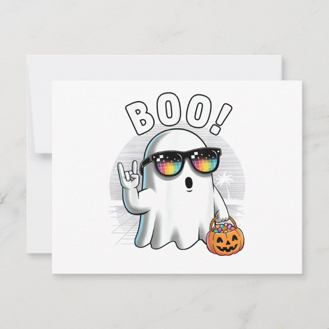 Rock Ghost Retro Halloween Pumpkin Funny Boo Save The Date (Vorderseite)